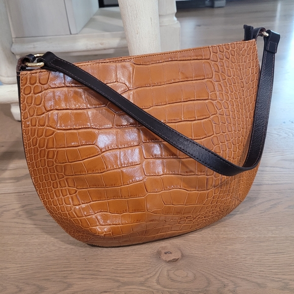 Valentina Bags Valentina Made In Italy Cognac Croc Embossed Leather